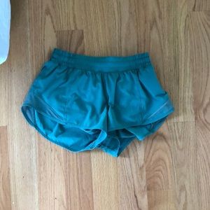 Green lululemon hotty hot shorts